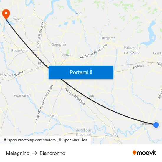 Malagnino to Biandronno map