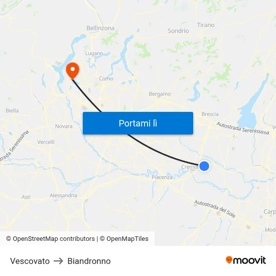 Vescovato to Biandronno map