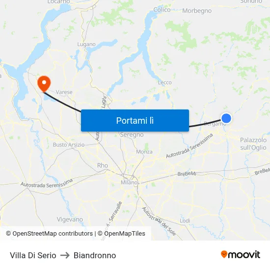 Villa Di Serio to Biandronno map