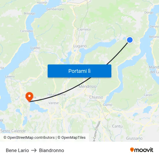 Bene Lario to Biandronno map
