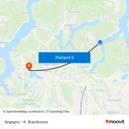 Argegno to Biandronno map