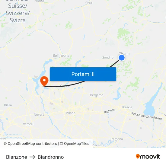 Bianzone to Biandronno map