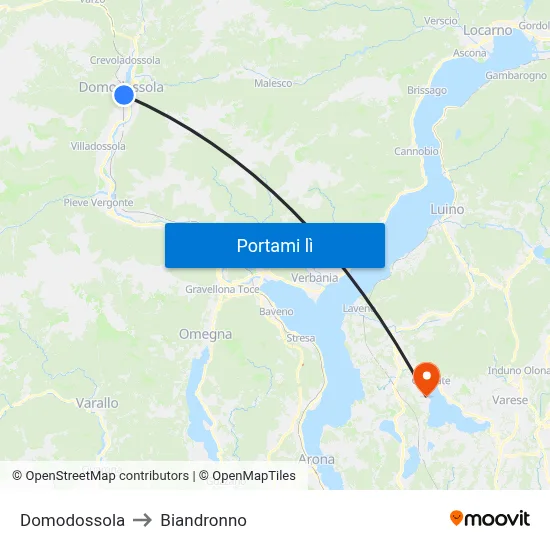 Domodossola to Biandronno map