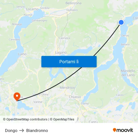 Dongo to Biandronno map