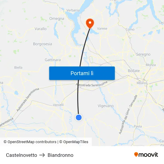 Castelnovetto to Biandronno map