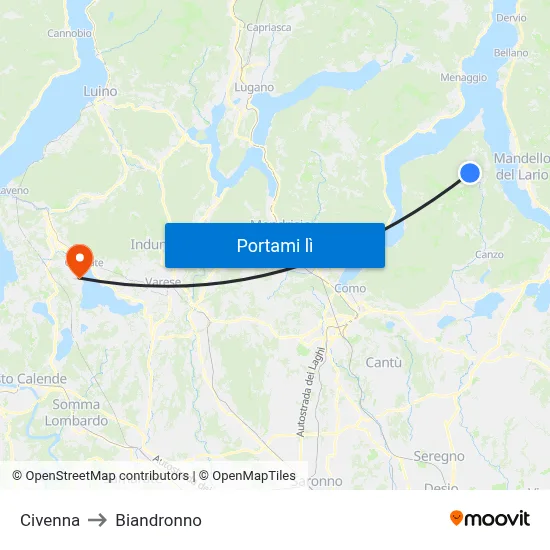 Civenna to Biandronno map