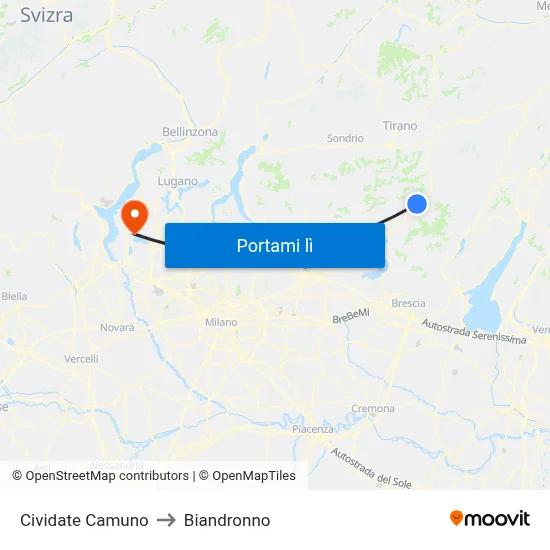 Cividate Camuno to Biandronno map