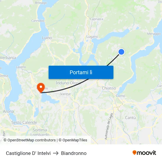 Castiglione D' Intelvi to Biandronno map