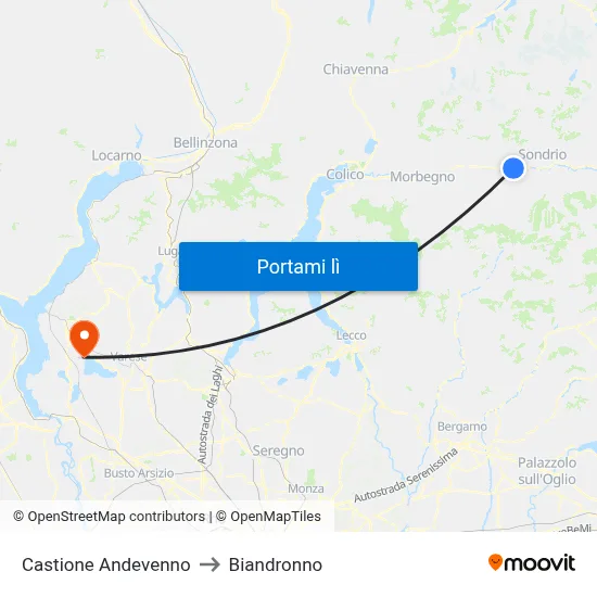 Castione Andevenno to Biandronno map
