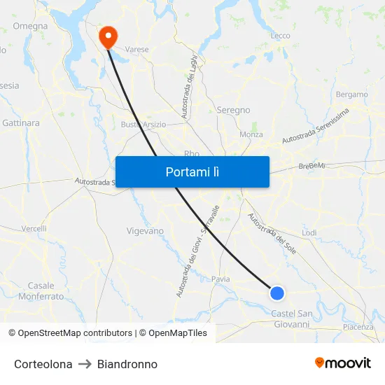 Corteolona to Biandronno map