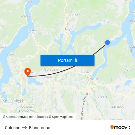 Colonno to Biandronno map
