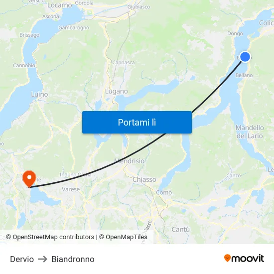 Dervio to Biandronno map