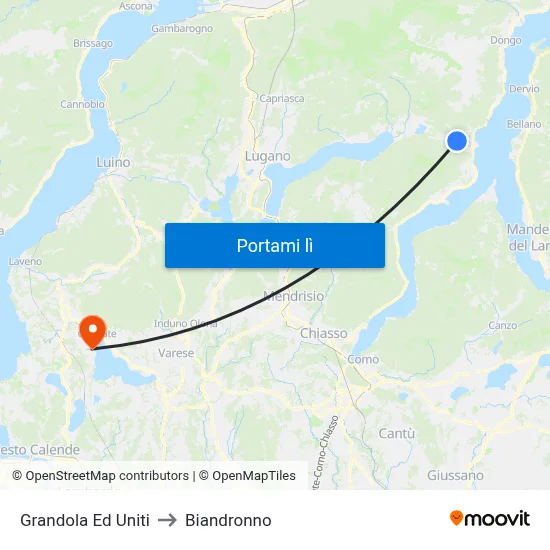 Grandola Ed Uniti to Biandronno map
