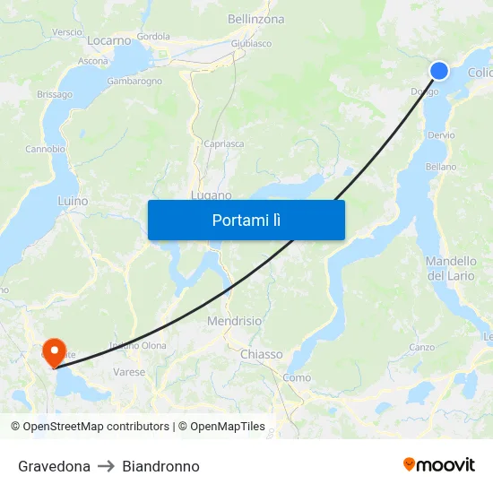 Gravedona to Biandronno map