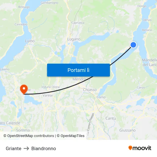 Griante to Biandronno map