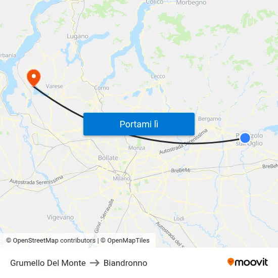 Grumello Del Monte to Biandronno map