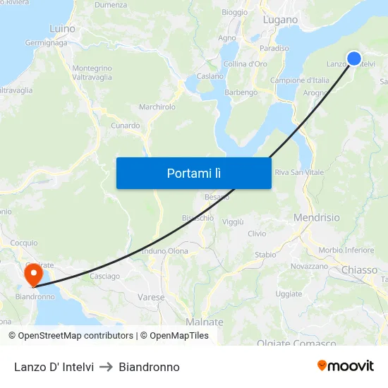 Lanzo D' Intelvi to Biandronno map