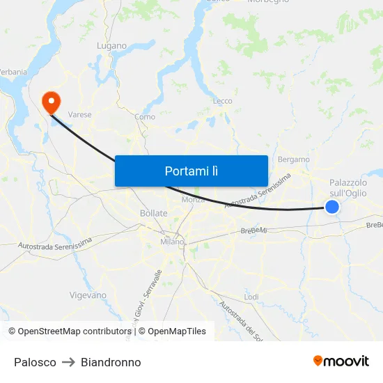 Palosco to Biandronno map
