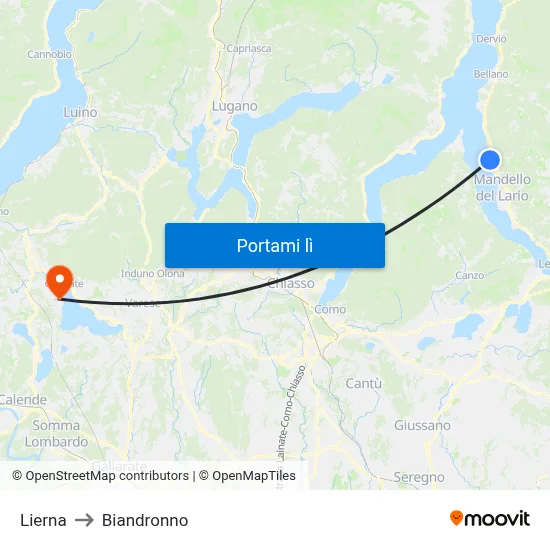 Lierna to Biandronno map