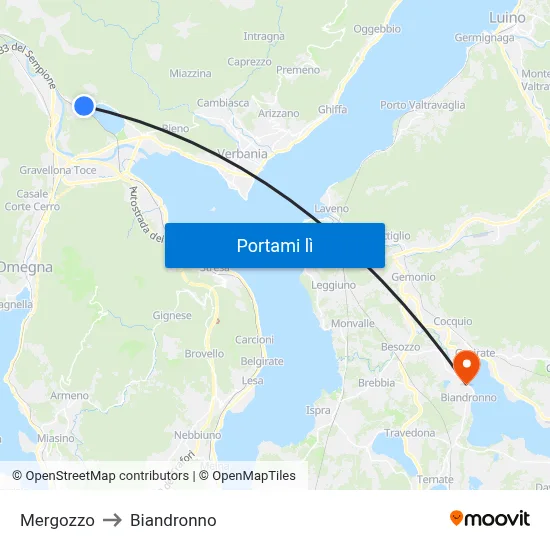 Mergozzo to Biandronno map