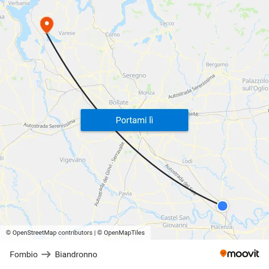 Fombio to Biandronno map