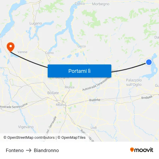 Fonteno to Biandronno map