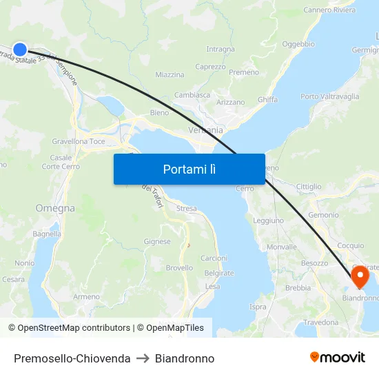 Premosello-Chiovenda to Biandronno map