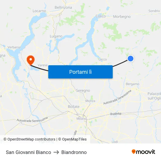 San Giovanni Bianco to Biandronno map