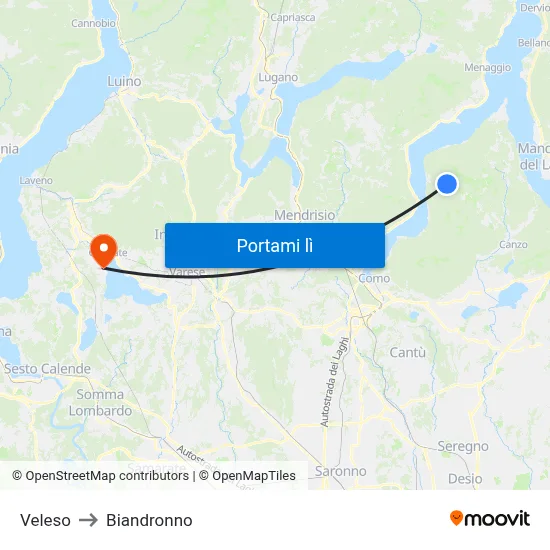 Veleso to Biandronno map
