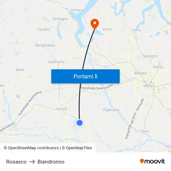 Rosasco to Biandronno map