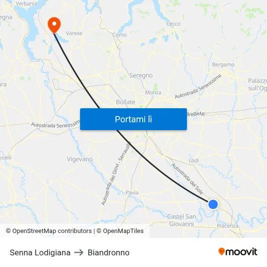 Senna Lodigiana to Biandronno map