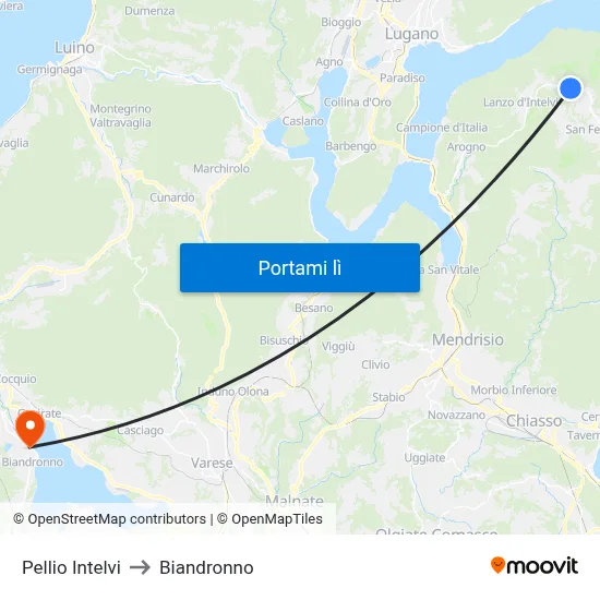 Pellio Intelvi to Biandronno map