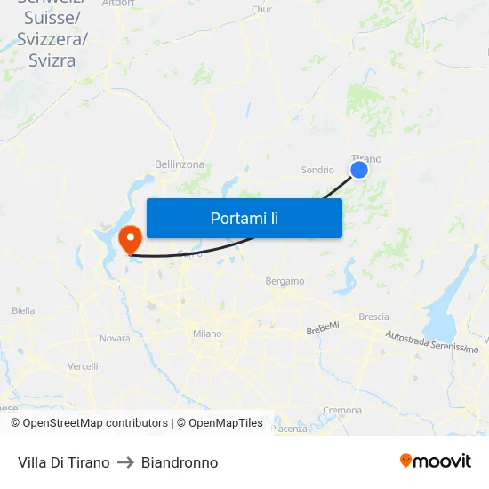 Villa Di Tirano to Biandronno map