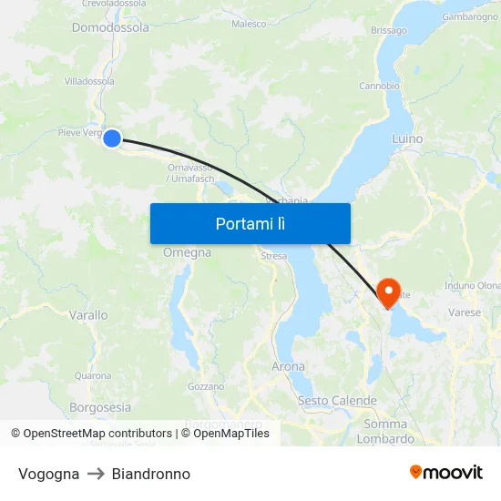 Vogogna to Biandronno map