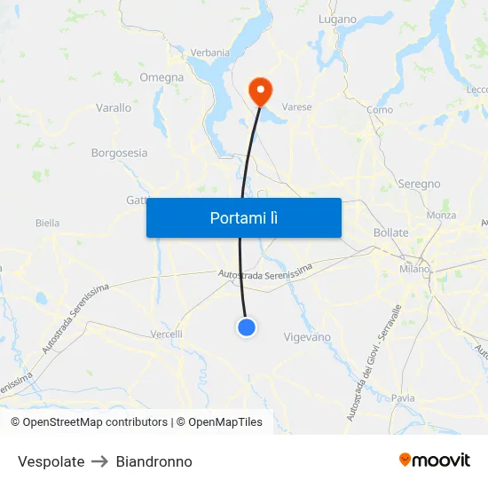 Vespolate to Biandronno map