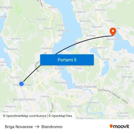 Briga Novarese to Biandronno map