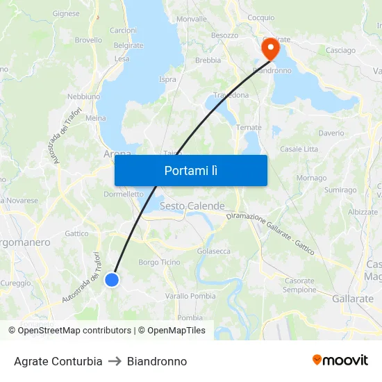 Agrate Conturbia to Biandronno map