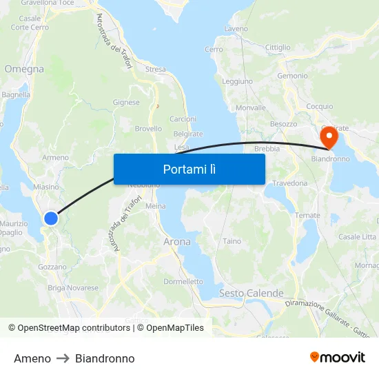 Ameno to Biandronno map