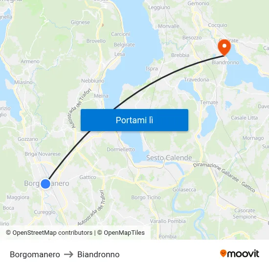 Borgomanero to Biandronno map