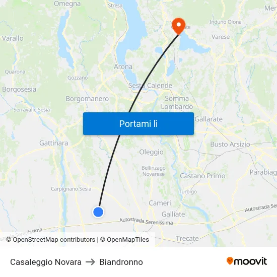 Casaleggio Novara to Biandronno map