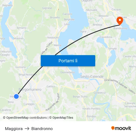 Maggiora to Biandronno map