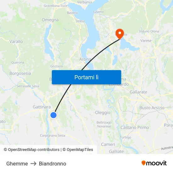 Ghemme to Biandronno map