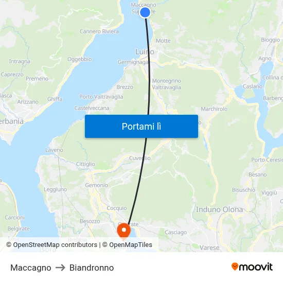 Maccagno to Biandronno map