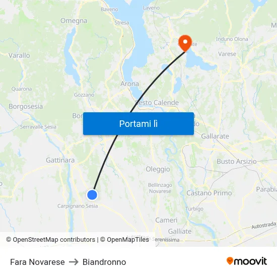 Fara Novarese to Biandronno map