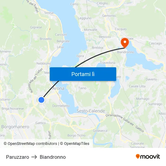 Paruzzaro to Biandronno map