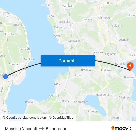 Massino Visconti to Biandronno map