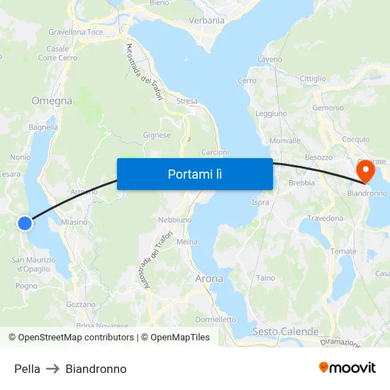 Pella to Biandronno map