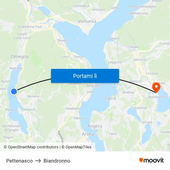 Pettenasco to Biandronno map