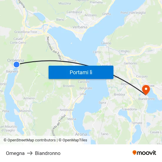 Omegna to Biandronno map