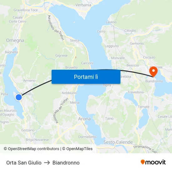 Orta San Giulio to Biandronno map